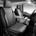 F150 Seat Covers, Napa Leather, Custom fit 2015-2026 F150 XLT XL SuperCrew and 2017-2026 F250 F350 F450 XLT XL Super Duty Crew Cab(Full Set, Black&Gray)