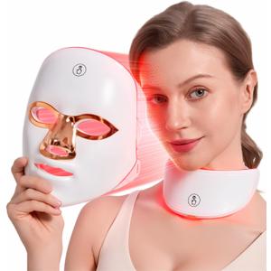 Red Light Therapy for Face and Neck, Red Light Therapy Mask Portable Led Face Mask Cordless, Eye-Protection for True Anti-Wrinkles Skincare at Home