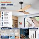 52 Inch Solid Wood 3 Blade No Light Ceiling Fan
28dB quiet DC reversible motor; 5/10/15in interchangeable downrods; 6spd timer remote; sleek no light wood fan for farmhouse