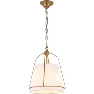 BYOLIIMA Modern Cone Pendant Light Fixture with 13.8" White Linen Fabric Drum Shade 3-Lights Gold Brass Chandelier Vintage Adjustable Hanging Light Fixture Kitchen Island Bedroom Dining Room Foyer