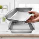 8x8 Cake Baking Pan Set, Nonstick Square Brownie Pans with Wider Grips, 2 Pieces, Heavy Duty, Grey