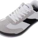 WHITIN Wide Barefoot Sneakers for Women | Brogue Toe Cap Style | Suede-Knit Hybrid (9.5 Wide, Grey Chocolate)