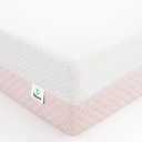 Dourxi Crib Mattress, Dual Sided Comfort Memory Foam Toddler Bed Mattress, Triple-Layer Breathable Premium Baby Mattress for Infant and Toddler w/Removable Outer Cover - White&Pink