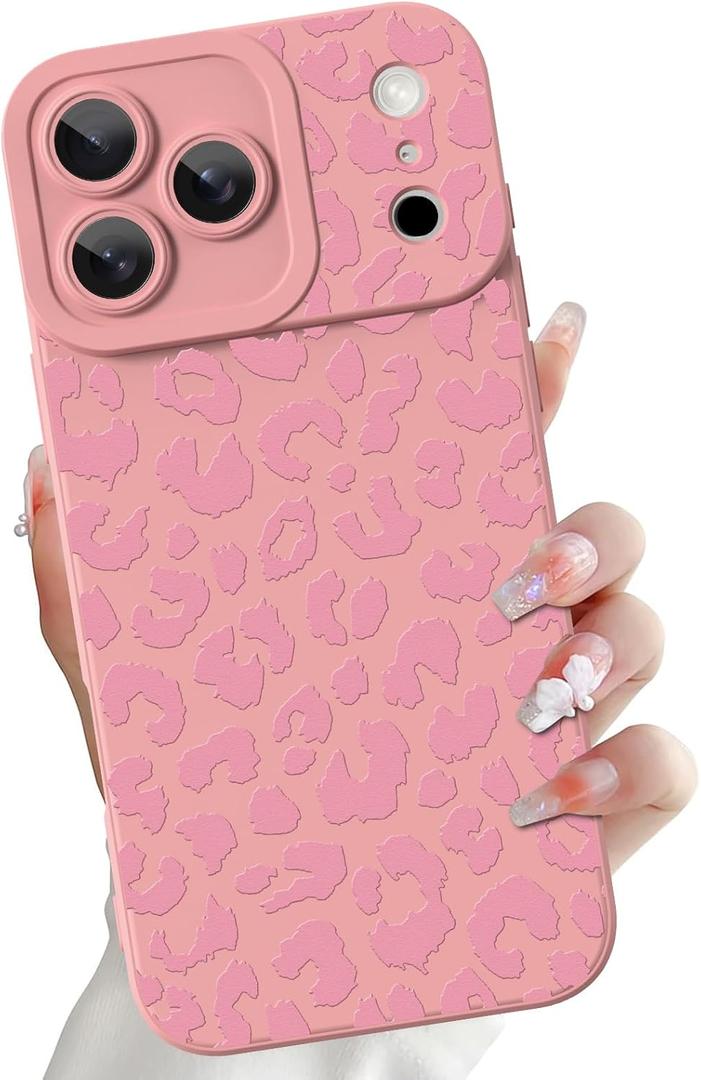 OOK Compatible with iPhone 17 Pro Max 6.9inch Case, Silicone Leopard Cheetah Cute Pattern, Camera Protection Soft Slim Phone Cover for Girls Women -Pink Leopard