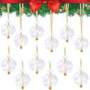 12PCS Crystal Glass Christmas Balls Ornaments, Kalolary 1.22" Mini Christmas Tree Crystal Ornament Xmas Hanging Decorative Prism Balls Ornament for Mini Desktop Christmas Tree DIY Craft (AB Color)