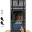 Amazon.com : QWR Reinforced Cat Screen Door,Fits Door Opening Size 32''x 80'',Thickened Cat Proof Screen Door with Zipper Closure for Living Room,Kitchen,Bedroom (U-Type,Black) : Pet Supplies