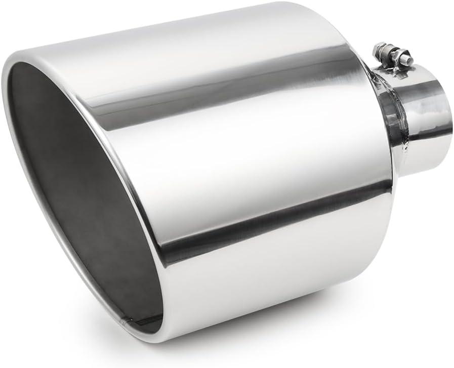 A-KARCK Exhaust Tip 4" Inlet to 10" Outlet, 15" Overall Length Polishing Bolt On Exhaust Tailpipe Tip Protect Tailpipe