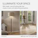 Adesso Floor Lamp, Natural Oak & Off-White Fabric, 3-Way, 65.5”