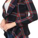 MINEFREE Women's Long Sleeve Classic Draped Open Front Lightweight Blazer Plaid Checkered Plindigored 1XL