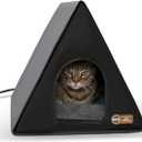 K&H Pet Products Heated Outdoor Cat House A-Frame, Weatherproof Shelter for Strays & Ferals, Safety Listed Insulated Outdoor Kitty House, Removable Door Flap - Gray/Black 18 X 14 X 14in 20W