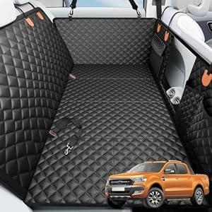 Truck Dog Seat Cover for Back Seat, Hard Bottom Waterproof Truck Back Seat Extender for Multi Dogs,Dog Hammock for Crew Cab Trucks,Pet Seat Cover for Back Seat Holds 400lbs with Mesh Window & Pocket