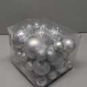 46 Pcs Silver Christmas Ball Ornaments, Shatterproof Christmas Tree Ornaments Set with Velvet Christmas Bows Decor, Vintage Xmas Decorations with Hanging Hooks in 3 Sizes(Small Medium Large)