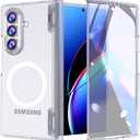 for Samsung Galaxy Z Fold 7 Case with Hinge Protection & Tempered Glass Screen Protector, Magnetic Shockproof Full Body Phone Case (Clear)