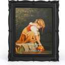 PHAREGE Vintage Picture Frame 8x10 Black, 8 by 10 Ornate Decorative Antique Frame with Mat for 5x7 Photo, Fancy Matted Frame for Desktop or Wall, Horizontal or Vertical
