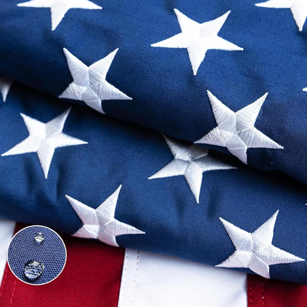 TOPFLAGS American Flag Cotton US Flags 4x6 - New Cotton Fabric Embroidered Stars Heavy Duty USA flag for Indoor Outdoor Sewn Stripes with Brass Grommets