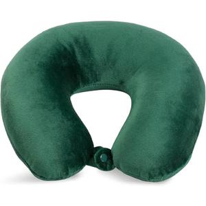 Adult Cozy Soft Microfiber Neck Pillow for Travel  Compact, Machine Washable - Perfect for Airplane, Car, or Home Use - Filled and Finished in The USA  Green