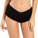 SHARICCA Womens Sexy Mesh Ruffle Panties Booty Boy Shorts Underwear. size M/L