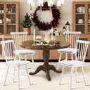 COLAMY Windsor Dining Chairs Set of 2, Upholstered Kitchen Chairs with Spindle Back, Wood Dining Chairs with Removable Cushions, Farmhouse Side Wooden Chairs for Dining Room Kitchen Restaurant, White