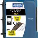 Five Star Flex Refillable Notebook + Study App, College Ruled Paper and 1 Inch TechLock Ring Binder with Customizable Cover, Pockets, Tabs and Dividers, 200 Sheet Capacity, Pacific Blue (29326AD2)