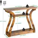 Wooden Console Table with Curved Legs and Shelf, 3-Tier Modern Accent Narrow Sofa Table for Entrance Area, Living Room, Hallway, 47 in Wide Wood Console Table for Entryway (Retro)