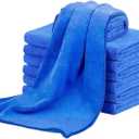 50Pcs Microfiber Towels Car Wash Drying Cloth Towel Household Cleaning Cloths Auto Detailing Polishing Cloth Home Clean (Blue)