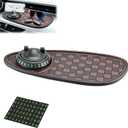 Mobile Phone Bracket Anti-Slip Mat,Universal Fit Anti-Slip Mat,Multifunction Car Dashboard Mat with Temporary Parking Number,360° Rotating Adjustable Phone Holder (Black-Brown)