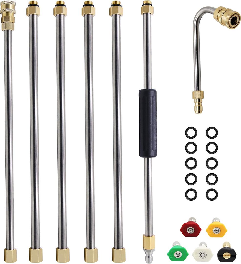 Twinkle Star Pressure Washer Extension Wand Set, 8 ft 7 Pack Replacement Lance with 5 Nozzle Tips, 4000 PSI