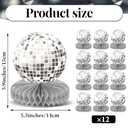 12PCS Prom Silver Disco Theme Party Honeycomb Centerpieces 70s Birthday Decorations Disco Table Toppers Discoball Centerpieces for Table Back To 70s 80s Prom 2025 Party Supplies (Not Ball)