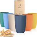 Wheat Straw Cups 6 PCS Unbreakable Drinking Cup Plastic Cups Reusable Dishwasher Safe Water Glasses (12 OZ)