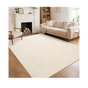 Washable Area Rug 8x10 for Living Room Bedroom Non Slip Minimalist Solid Color Area Rugs Modern Abstract Plain Dining Room Throw Carpet Low Pile Soft Classic Boho Rugs for Kitchen Nursery Oiifce,Ivory