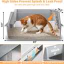 Stainless Steel Cat Litter Box, L to XL Cat Litter Box with Lid for Big Cat, Large Metal Litterbox with High SideNon-Stick, Odor-Resist, Anti-Urine Leakage, Easy-Clean, Includes Mat & Scoop