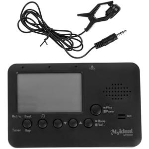 Digital Wind Instrument Tuner Metronome for Alto Saxophone, Flute, Trumpet, Clarinet, Large LCD Display, Clip-on Pickup, 3 Modes, Black
