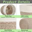 FoldTier 3 Pcs Cotton Rope Plant Basket with Plastic Liner Rustic Plant Basket Planters Modern Woven Decorative Pots for Home Flower Indoor Storage Decor, 7.5 x 6.5 Inches(White, Beige)