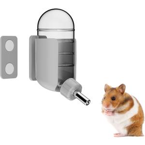 Hamster Water Bottle with Magnetic Holder, Freestanding Water Bottle for Glass Tanks, Suitable for Syrian Dwarf Hamsters Gerbils Mice Rats Degus (Grey, 4 oz (Magnetic-Mounted))