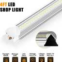 ONLYLUX LED Shop Light 4FT, 6000K 50W 7500LM, Linkable Utility Ceiling Light Fixture, 4 Foot T8 Integrated LED Tube Lights, V Shape High Output, Linkable with On/Off Switch (12 Pack)