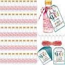 Potchen 50 Set Mini Liquor Bottles Christmas Party Favors for Guests Xmas Mini Plastic Bottle 1.8oz/50ml Shot Bottles with Gold Screw Caps Funnels Xmas Tags and Ropes for Christmas Party Decorations