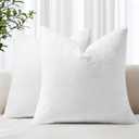 decorUhome Chenille White Throw Pillow Covers 18x18 Inch Set of 2, Decorative Soft Couch Pillow Covers Solid Dyed Accent Farmhouse Neutral Square Pillow Cases for Sofa Bed Living Room