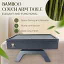 Bamboo Couch Arm Table, Sofa Arm Tray, 360 Rotating Table, Clip On Side Table for Couch, Perfect Size for Remotes, Storage and Includes 4 Bonus Coasters, 13x9.25x2.5in, Grey