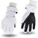 JANGANNSA Winter Kids Ski Gloves Boys Girls Cold Weather Snow Glove Waterproof Ski Snowboard Gloves with Fleece Lining, A