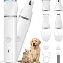Veeconn Dog Clippers Grooming Kit Hair Clipper-Low Noise Paw Trimmer- Rechargeable - Cordless Quiet Nail Grinder Shaver for Cats and Other Pets (White)