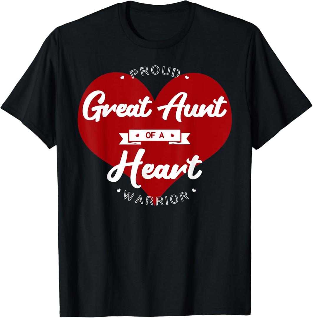 Proud Great Aunt Of A Heart Warrior CHD Surgery Transplant T-Shirt, Size M