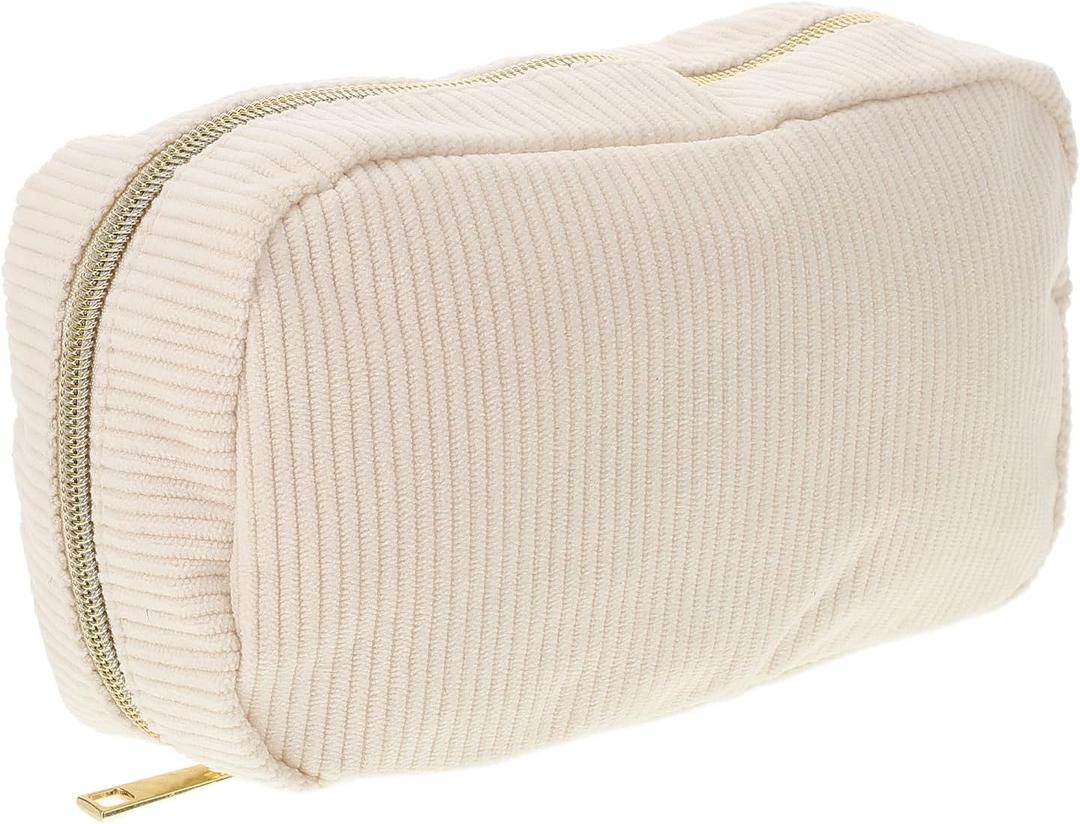 Travel Makeup Bag,Large Capacity Cosmetic Bags for Women,Waterproof Portable Pouch Open Flat Toiletry Bag Pattern Makeup Bag (AF-Beige)