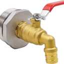 55 Gallon Drum Faucet with epdm Gasket, 50 gal Oil Water rain Barrel Valve Bucket Spigot, NPT3/4 Thread 5/8 inch Barb Brass Valve & 2" Stainless Steel Adapter kit