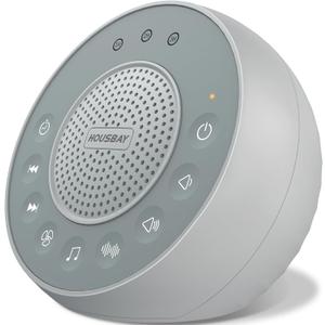 Housbay White Noise Sound Machine, 31 Soothing Sounds, 5W Loud Stereo Sound, Sleep Timer, Small Travel Sleep Machine & Noise Canceling for Sleeping, Relaxation-Gray