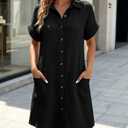 Women Casua Button Down Short Sleeve Beach Shirt Novelty Dresses,Small