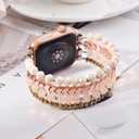 MOFREE Beaded Bracelet Compatible with Apple Watch Band Series 11/10/9/8/7, Fashion Stretch Women Bands for iWatch Series SE/6/5/4/3/2/1 iPhone Watch Strap Bands 42/44/45/49/46mm (Rose Gold/Pink)