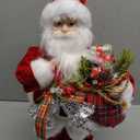 AGM 18" Santa Claus Christmas Figurine Figure Decoration with Gifts Bag and 2 Bells for Holiday Party Home Christmas Decoration