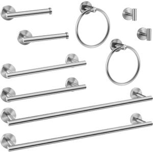 Brushed Nickel Bathroom Hardware Set -Include23.6&12inch Bathroom Towel bar,Towel Ring,Toilet Paper Holder, Towel Hook, Bathroom Accessories Set