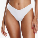 Zmart Women Cheeky Bikini Bottoms V Cut Swim Bottom High Cut Swimsuit Low Waist Low Rise Bathing Suit White S