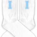 Blue And White-Striped Letter Socks, Sports Socks For Men, Blue Team socks, Friends And Family, Birthday Gift.